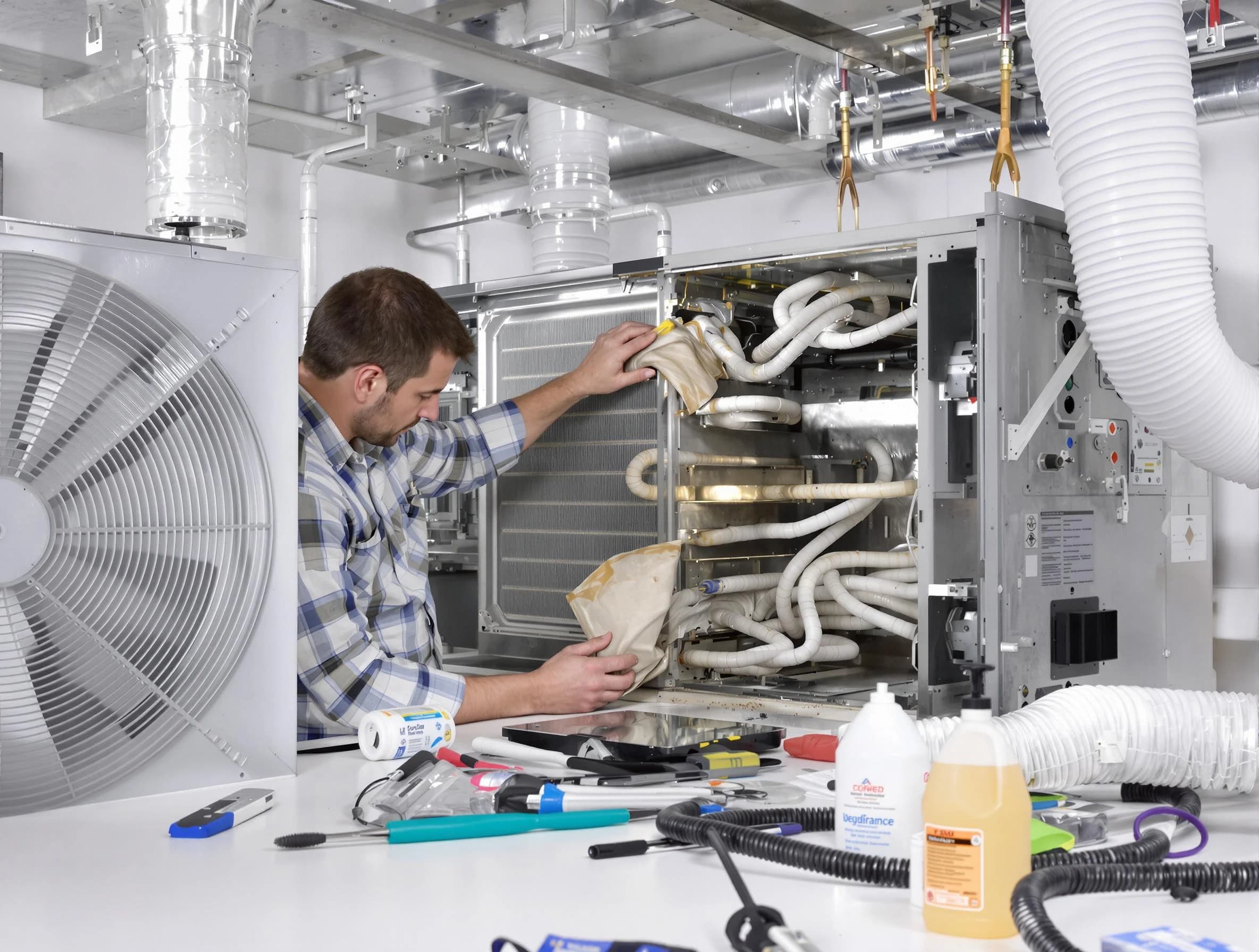 Pawtucket Air Duct Cleaning specialist performing precision AC coil cleaning in Pawtucket