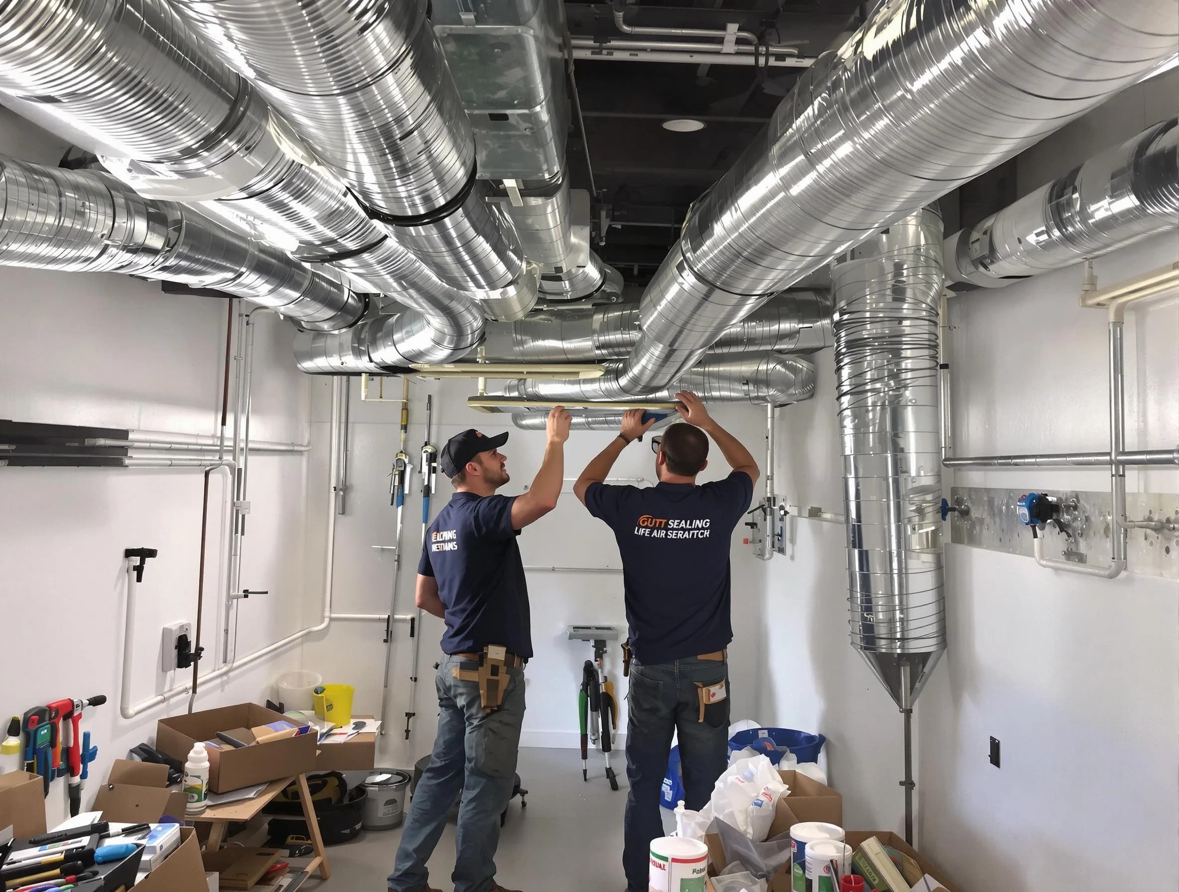 Pawtucket Air Duct Cleaning technician applying professional duct sealing solutions in Pawtucket