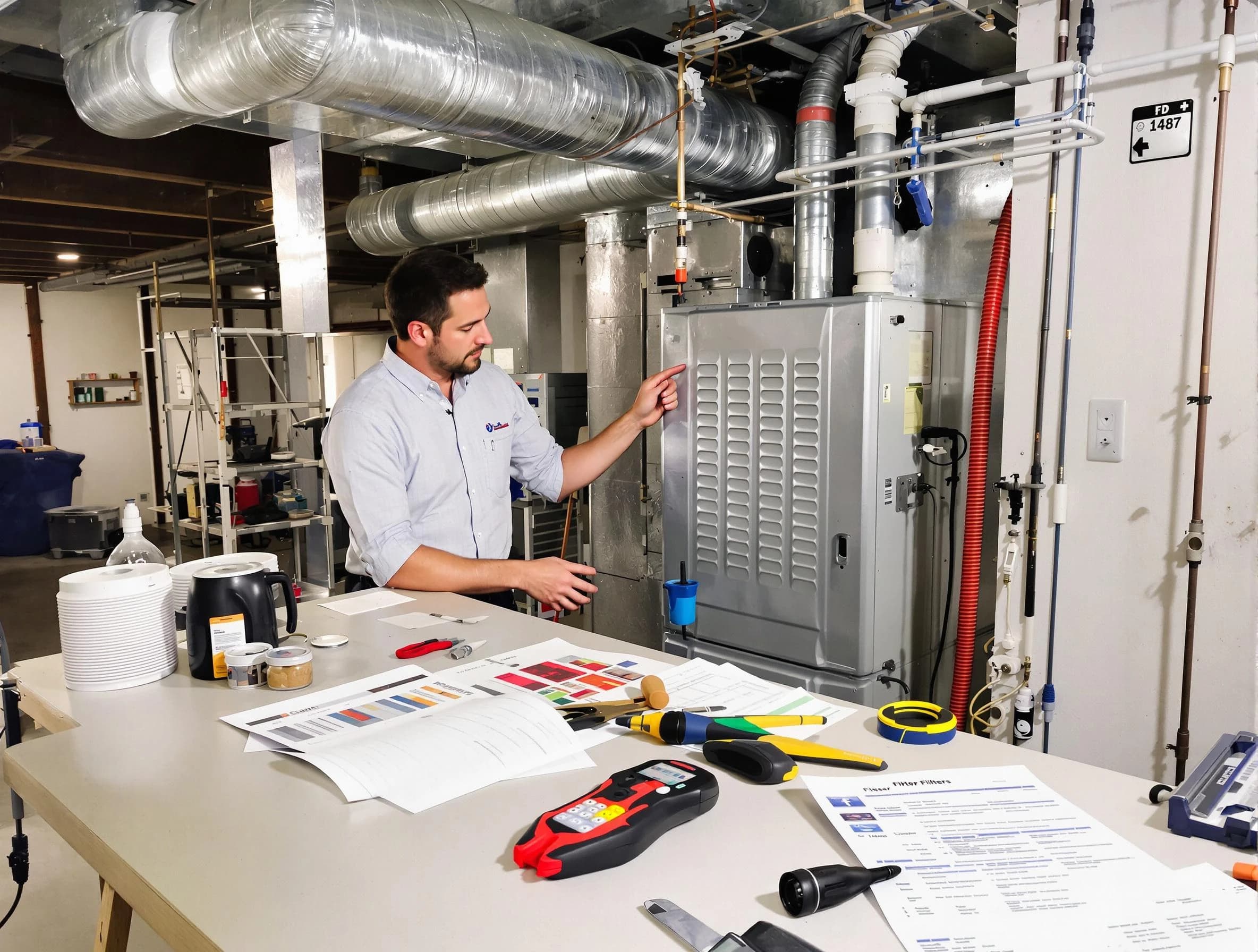 Pawtucket Air Duct Cleaning inspector conducting detailed filter system evaluation using professional diagnostic tools in Pawtucket