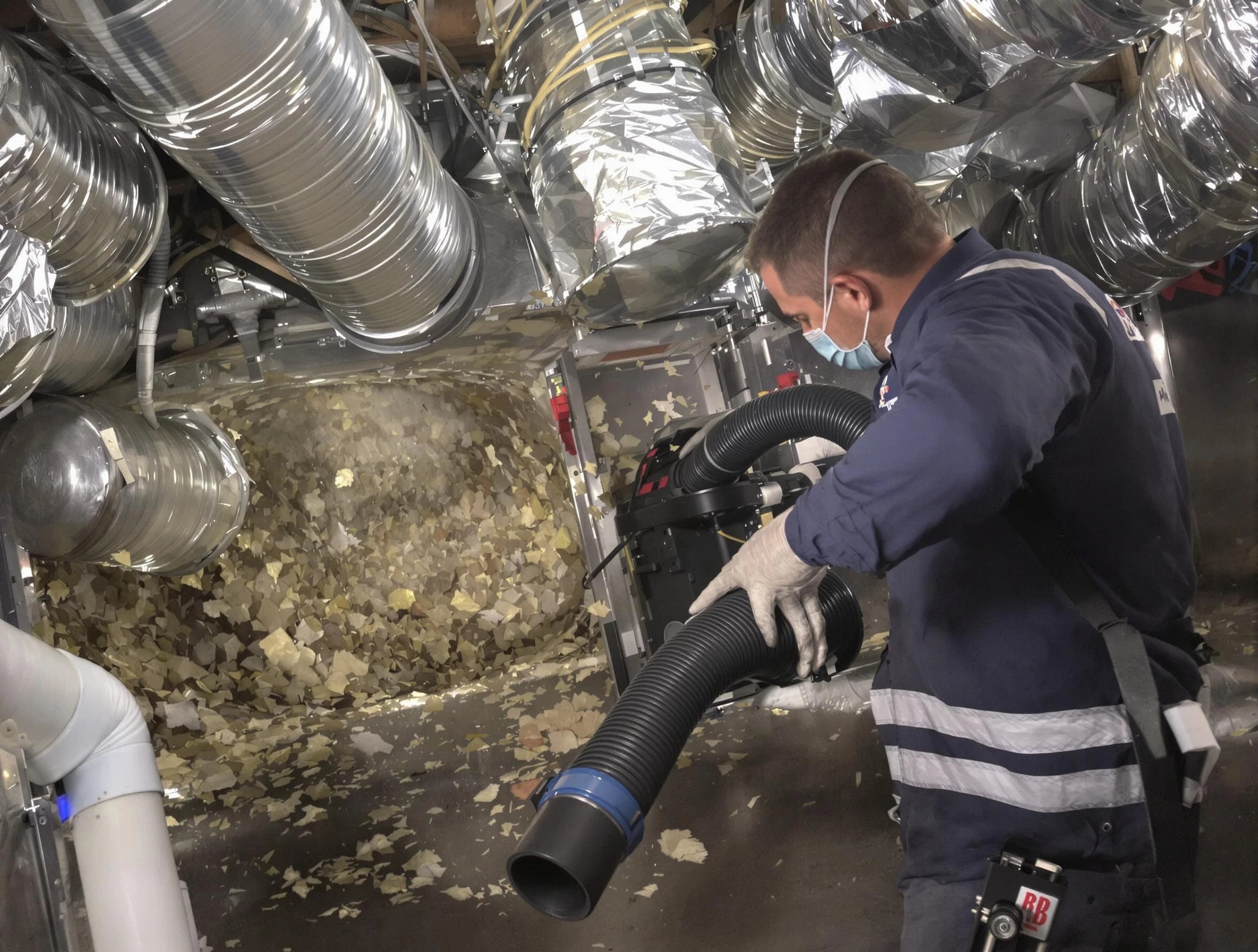 Pawtucket Air Duct Cleaning specialist operating negative pressure cleaning equipment for thorough duct maintenance in Pawtucket