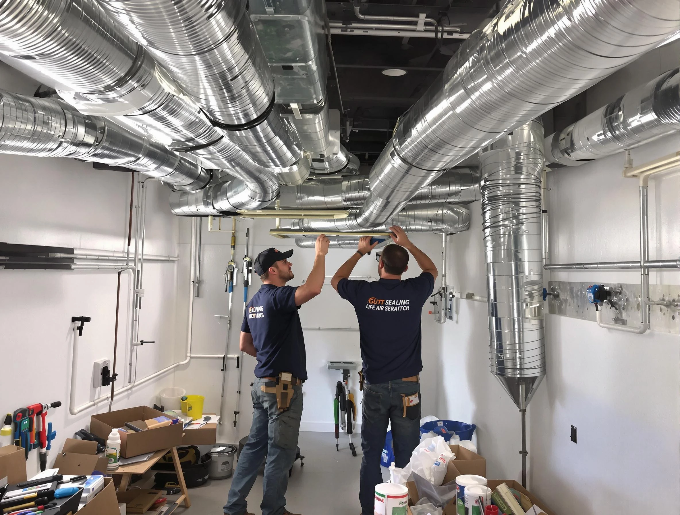 Pawtucket Air Duct Cleaning technician applying professional duct sealing solutions in Pawtucket